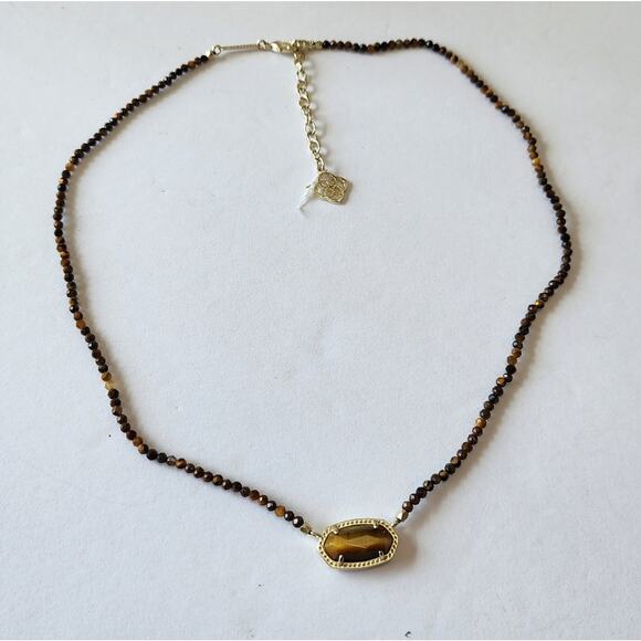 KENDRA SCOTT ELISA BROWN BEADED TIGERS EYE NECKLACE - Picture 1 of 8